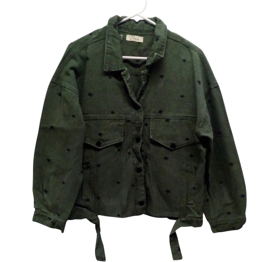 Elan Olive Green Women's Jean Jacket
